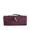 Bolsa Feminina Nova Outono 2025 Tricotada Caxemira Couro Couro de Vaca Bloqueio de Cor Clutch Bolsa de Noite Tiracolo de Ombro Único