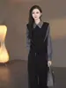 Coleção Europeia 2026 Primavera e Outono Novo Design Moda Elegante Duas Peças em Uma Estiloso Simples Colete e Camisa Top para Mulheres