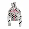 Sudadera con capucha y cremallera corta estilo Harajuku y2k de lunares para otoño/invierno, estilo chica dulce, prenda exterior de lunares