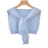 Chal de Color Sólido Estilo Coreano para Primavera y Verano para Mujer, Ropa Exterior con Protección Solar, Cuello Falso de Punto para Aire Acondicionado, Chal Pequeño para Hombros, Estilo Delgado Versátil