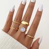 Comercio exterior oro luz lujo luz placa flor anillo 5 piezas de anillo liso anillo diamante hueco anillo de dedo mujeres al por mayor