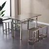 Mesa de Comedor Rectangular para Cuatro o Seis Comedor de Personal Silla Colgante de Acero Inoxidable Mesa de Comedor Rápida Mesa y Silla de Restaurante de Snacks Economía