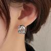 Estilo Chino Hebilla de Oreja Xiangyun para Mujer Lujo Ligero Gama Alta Retro Antiguo Plata Tailandesa Anillo de Oreja con Patrón de Hierba Tang Este Año para Novia