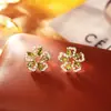Aretes de Flor de Zirconia Verde Oliva Bosque Frescos y Dulces Moda de Gama Alta Elegantes Aretes para Mujer Aretes de Dopamina
