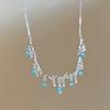 Collar con borlas y gotas de agua de lágrimas de océano azul, estilo festivo de lujo, diseño de nicho, cadena de clavícula moderna para mujer