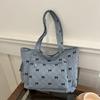 Bolso de Hombro de Pana de Moda Estilo Coreano 2024 Nuevo Llegada Bolso de Hombro con Estampado de Cuadros de Diamante Mochila de Viaje con Lazo