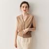 Colete Cardigan sem Mangas de Cashmere Feminino Gola V Moda Peça de Baixo Cor Lisa Efeito Emagrecedor Estilo Curto Camada