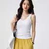 Camisola de Eco-Seda de 260g con Escote en V y Almohadillas de Sujetador Integradas, Nuevo Top Versátil de Verano para Mujer, Ajuste Delgado, Sin Mangas