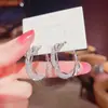 Pendientes de aguja de plata 925 de lujo ligero de nicho con forma de C, huecos de cristal, para mujer, de moda en Instagram, versátiles, de temperamento, pendientes retorcidos, pendientes