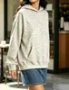 Sudadera con capucha de lunares estilo coreano para mujer de primavera y otoño, corte holgado, hombros descubiertos, jersey casual con bolsillo canguro