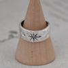Anillo de plata S925 con diseño de nicho de apertura hecho a mano para mujer, con diseño de estrella y borde cruzado.