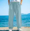 2025 Nuevos Pantalones Sueltos de Otoño para Hombre Pantalones Casuales Cordón Frontal Bolsillos Pierna Recta Cuadros Suave Playa