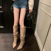 Estilo Chica Caliente Sexy Punta Fina Tacón de Aguja Botas de Caña Alta Sueltas Botas por Encima de la Rodilla Botas de Tacón Alto Ajustadas Estilo Nuevo Otoño e Invierno para Mujer