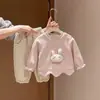 Conjunto de Niña Otoño Tardío Principios de Invierno Bebé Lindo Conejito Sudadera con Capucha Terciopelo Extra Puntos Pantalones Largos Conjunto Separado de Dos Piezas