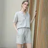 Conjunto Deportivo Casual para Mujer de Explosiones Transfronterizas Shorts de Cintura Alta con Cordón Sudadera de Manga Corta Holgada Conjunto de Dos Piezas