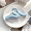 Nuevo Clip de Tiburón para el Cabello con Flor de Huevo Azul y Blanco de Corea del Sur Pinza Elegante con Lazo para el Cabello Adorno para la Cabeza Pasador para el Cabello para Mujeres