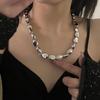 Colar de contas irregular de prata de luxo leve estilo japonês e coreano feminino nicho elegante pérola clavícula corrente novo colar corrente