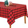 Mantel Decorativo Navideño Clásico del Joker Cuadros Búfalo Blanco y Negro Mantel de Comedor Rojo Mantel Rectangular Fábrica