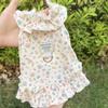 Ropa Fina Anticaída para Perros y Gatos de Primavera y Verano, Transpirable con Correa, Arnés con Estampado Floral para Bichón, Pomerania, Corgi, Teddy