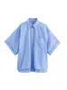 Venta al por mayor transfronteriza Verano 2024 Nuevo Ropa europea y americana Moda callejera Casual Holgada Camisa de manga corta con solapa y botones