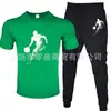 Nuevo Traje Casual de Dos Piezas para Hombre, Camiseta de Manga Corta de Color Sólido con Estampado, Pantalones, Ropa Deportiva Casual de Verano