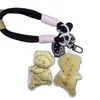 Novo Modelo Ouro Puro 999 Ouro Desenho Animado Fofo Chapéu de Patinete Urso Chaveiro Pingente Decoração de Bolsa