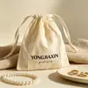 Bolsas leves de fibra de bambu com cordão para joias, colecionáveis e produtos de fragrância; impressão de logotipo personalizada disponível para embalagens de presente de marca