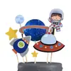 Decoração de Bolo Foguete Espacial Astronautas Viagem Espacial Sonho Enfeites Cartão de Inserção Dia dos Meninos Sobremesa Fantasia