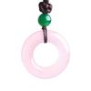 Hebilla de la Paz de Calcedonia, Hebilla Redonda de Ágata Blanca Hielo y Jade, Donut de Jade Hibisco Rosa, Regalo de Negocios