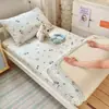 Conjunto de Roupa de Cama de Algodão Estampado para Dormitório Estudantil, Incluindo Lençol de Solteiro, Fronha e Cobertor, para Todas as Estações