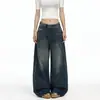 Jeans retro americanos de tiro bajo y pierna ancha para mujer, nuevo estilo otoño 2026, adelgazantes, holgados, rectos hasta el suelo, ligeros