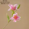 Fabricante de Flor de Lírio Artificial 3D de Cabeça Dupla Planta Verde Atacado Artesanato para Decoração de Casamento Ins Flores Artificiais Transfronteiriças