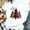 Camisa xadrez feminina árvore de neve vintage anos 90 fofa outono e inverno Feliz Natal