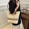 Bolso de Paja Rayado de Color Contrastante Estilo Mori Ins Estilo Occidental Bolso Tejido a Mano Casual para Viajar al Trabajo Estilo Occidental Bolso de Playa Bolso Tote