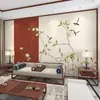 Papel de Parede Floral e de Pássaros Estilo Chinês, Papel de Parede Simples para Quarto, Estudo, Sala de Estar, Parede de Fundo da TV, Revestimento de Parede do Sofá, Papel de Parede em Relevo
