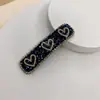 Pinza bb de cristal con diamantes de imitación en forma de corazón estilo coreano, pinza para flequillo de temperamento de alta gama, pinza lateral de moda versátil, pinza para cabello suelto para la parte posterior de la cabeza