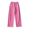 Ins8 Pantalones Casuales Rectos Bordados con Letras de Color para Mujer 2022 Verano Nueva Moda Pantalones de Pierna Ancha con Cordón en el Tobillo