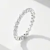 Anillo de diamantes de plata esterlina S925 para mujer, estilo europeo y americano, ligero, de lujo, con circonita de 2,5 mm y diamantes.