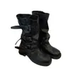 Colección de primavera 2026 para mujer: botas de estilo western de moda con suela gruesa, detalle de hebilla plisada y altura hasta la mitad de la pantorrilla, perfectas para combinar con pantalones