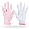 Luvas de golfe femininas para atacado, antiderrapantes, couro PU, resistentes ao desgaste, respiráveis, rosa, amarelo, mão esquerda e direita, 1 par