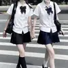 Camisa Branca JK Genuína Saia Curta Saia Plissada Manga Longa terno Uniforme JK Básico Gêmeos Namorada Manga Curta Verão