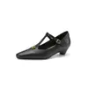 Sapatos Casuais de Novo Estilo com Salto Médio Bloco, Design Simples Baixo, Sapatos Slip-On para Primavera e Outono com Aplicação de Flor de Camélia, Mocassins, Tamanhos 33-43