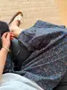 Calça de algodão tramado floral vintage multicolorida de perna larga para mulheres, solta e respirável, adequada para usar em casa e como calça de dormir