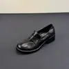 Jialuoya~ Estilo británico casual retro moderno cómodos versátiles mocasines para mujer temperamento de oficina calzado exterior de cuero pequeño