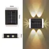 Luz de pared solar lámpara de patio exterior luz exterior con sensor inteligente controlada por luz luz de ambiente nocturna luz lavaparedes para jardín villa