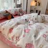 Estilo Minimalista Nórdico Gris Acolchado Juego de Cama de Ins Juego de Cuatro Piezas Sábana a Cuadros Funda Nórdica Dormitorio de Estudiante Juego de Tres Piezas Vela