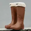 Botas de Lluvia de Caña Alta Transfronterizas para Hombres y Mujeres, Zapatos Impermeables para Uso en Exteriores, Botas Largas, Zapatos de Goma, Cubrezapatos Ligeros Antideslizantes, Tubo Largo
