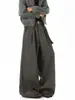 Estilo Old Money, pantalones de lana plisados tridimensionales, unisex, otoño/invierno, modernos, de alta gama, gamuza, engrosados, de pierna ancha, pantalones casuales