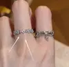 Anillo de Diamantes Brillantes Florales Suaves Estilo Coreano, Multicapa, Moderno y Elegante, Anillo Abierto para Dedo Índice con Forma de Corazón para Mujer