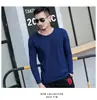 Ropa interior popular otoño e invierno camiseta de manga larga para hombre delgada elástica ajustada camiseta de manga larga para hombre color liso casual camisa base moda